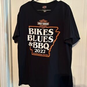 Harley-Davidson Black and Orange Graphic Tee (Eureka Springs 22)